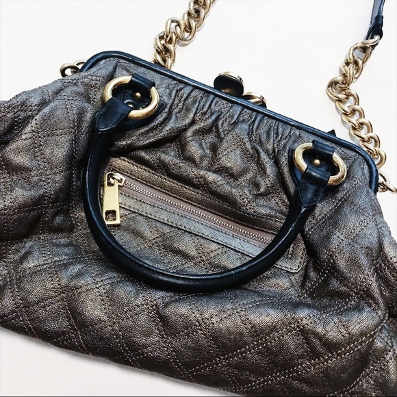 Marc Jacobs - Pewter Quilted Leather Stam Shoulder Bag - Picture 4 of 8
